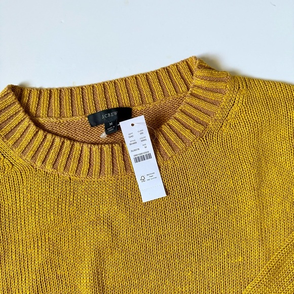 J.Crew Relaxed Beach Knit Sweater Maize Yellow Medium Linen Cotton - Picture 2 of 8
